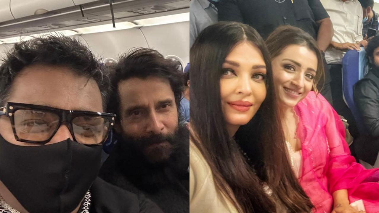Aishwarya, Trisha, A.R. Rahman, and Vikram fly cattle class for 'PS-1' promotion